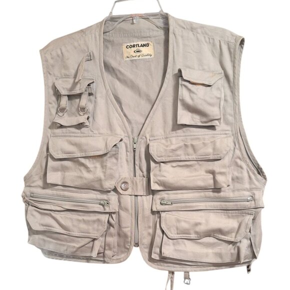 Vintage Cortland Fishing Vest Reversible Utility Tactical Khaki Hunting Vest - Picture 1 of 6